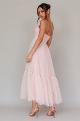 Dancing With Me Sweetheart Tulle Midi Dress Pink